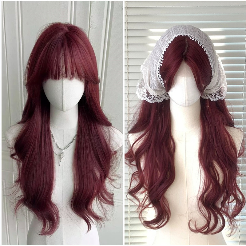 Review for Daily Lolita wine red long curly wig YV42406 main image 1