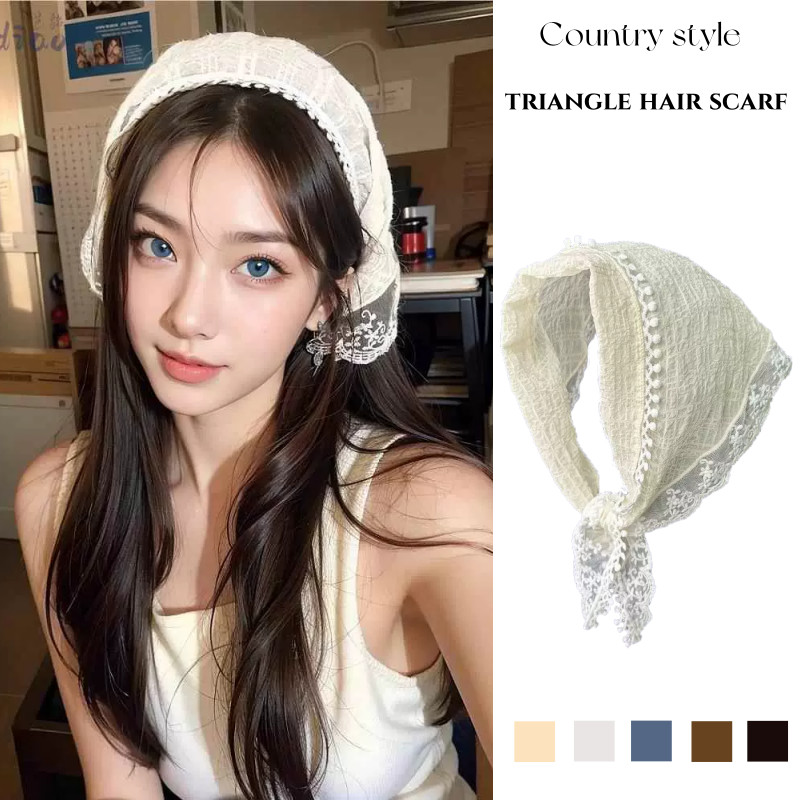 2024 Summer New Korean Fashion Sweet Pastoral Style White Lace Triangle ...