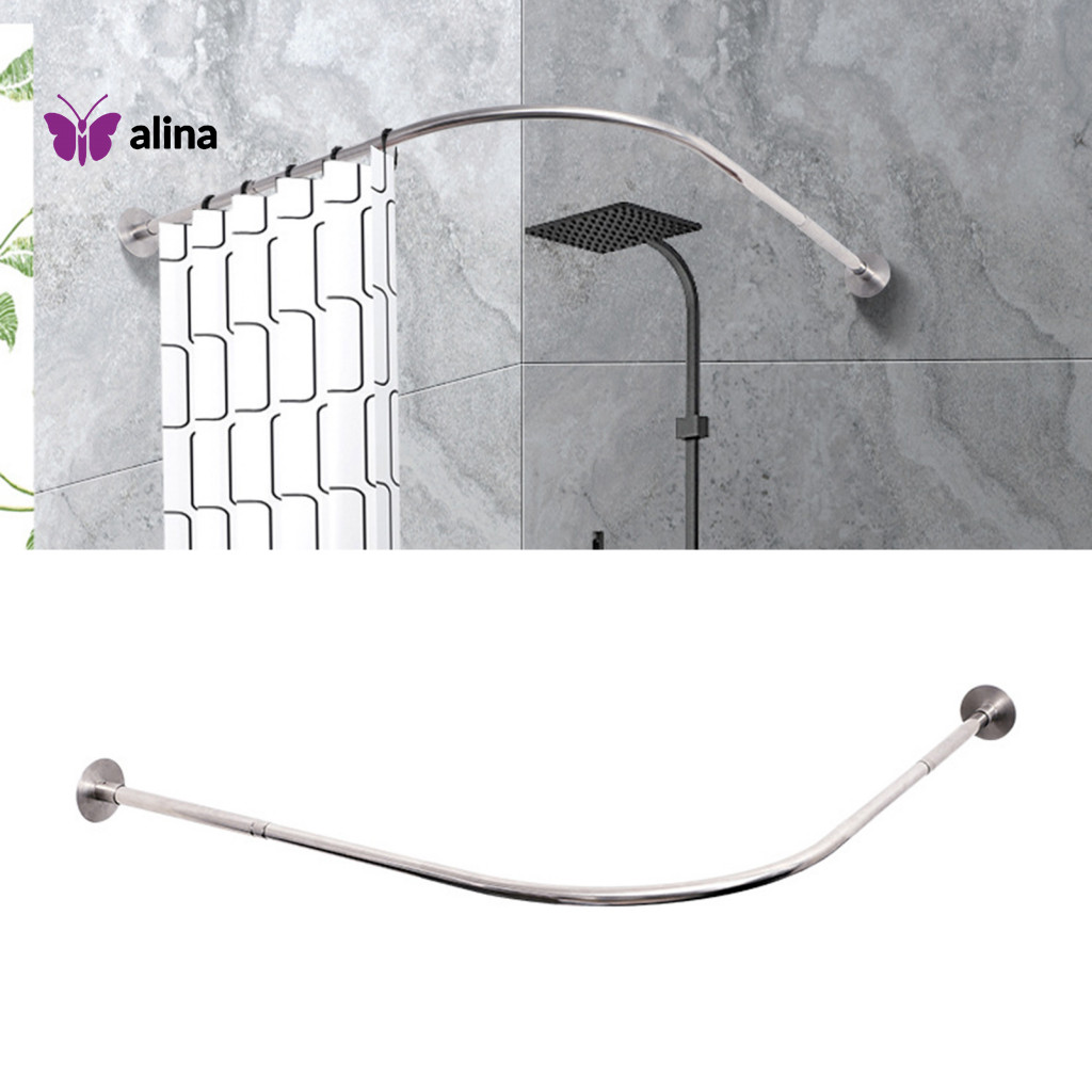 ALINA Rustresistant Shower Rod Adjustable Black Lshaped Shower