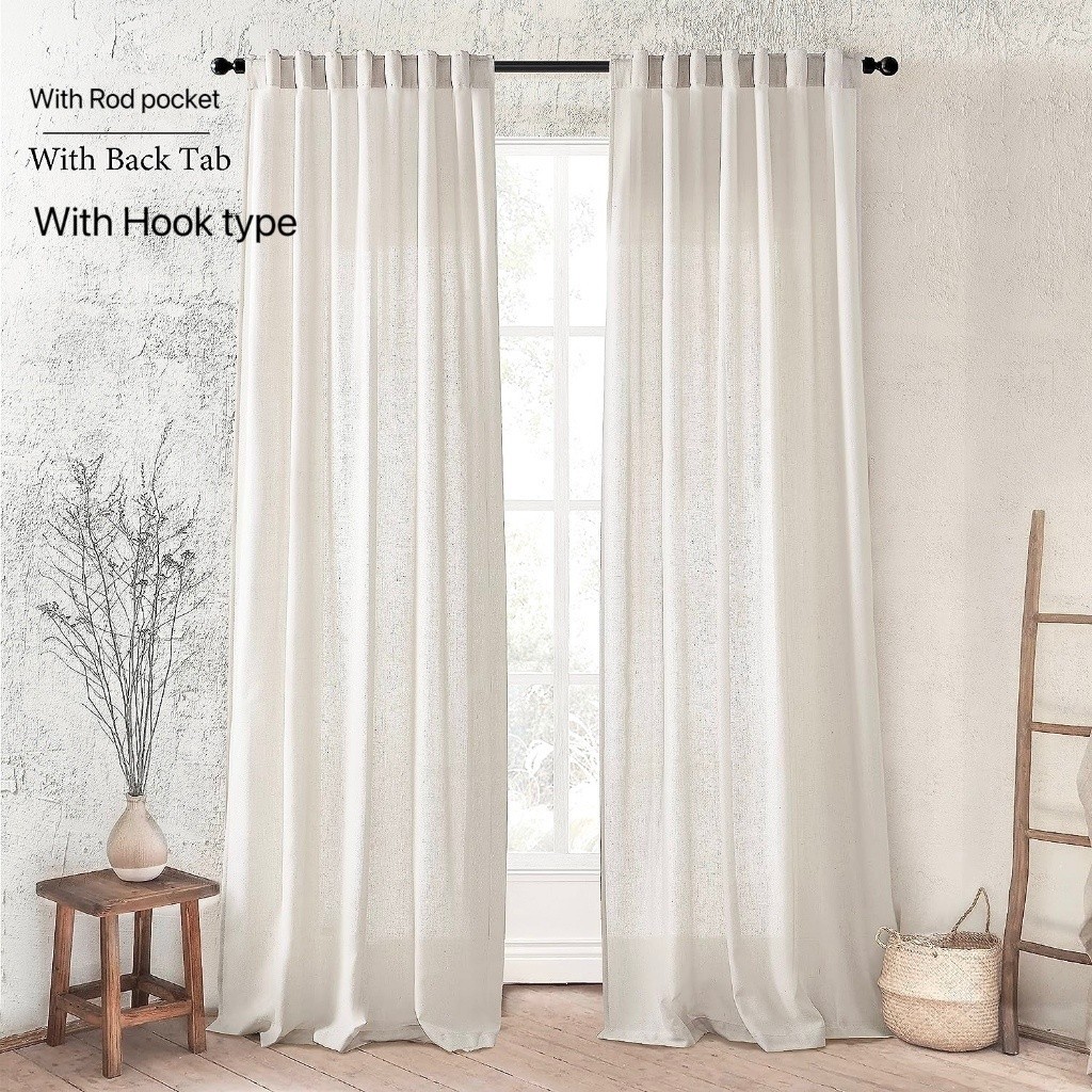 Linen Day Curtain for Living Room Half Long Length Light Filtering ...