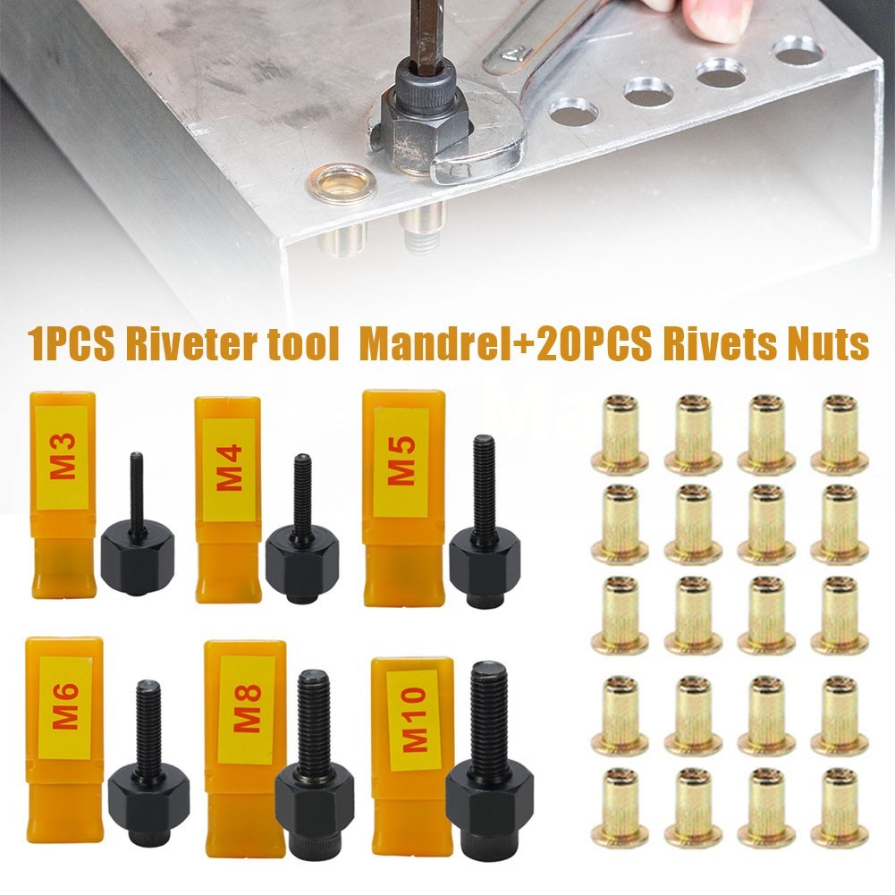 (BABYCITY-MY) 21PC Hand Rivet Nut Head Nut set For M3- For Hand Rivet ...