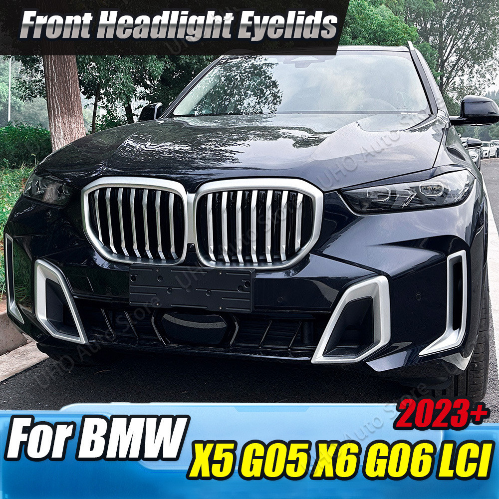 Gloss Black Headlight Eyelid Trim Covers For BMW 5 Series G30 525i 530i (2017-2023) – Self-Adhesive