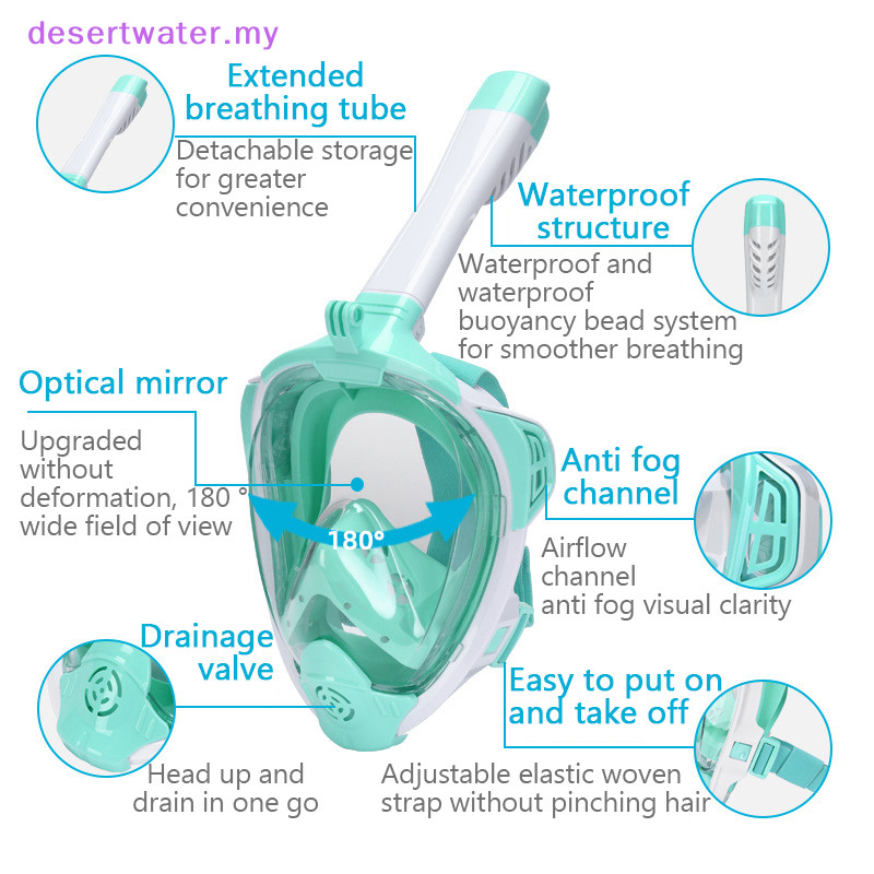 DWMY Underwater Snorkeling Full Face Children Swimming Mask Set Scuba ...