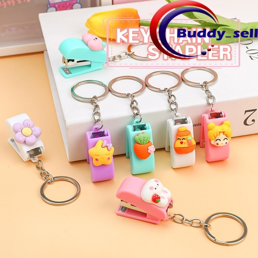Mini Keychain Stapler Portable Cute Cartoon Book Paper Binder Machines ...