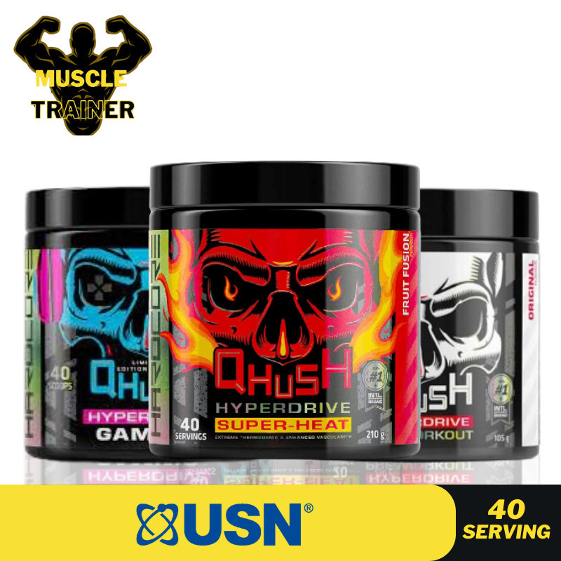 USN Qhush 300G Caffeine Hyperdrive PreWorkout Extreme Energy Booster