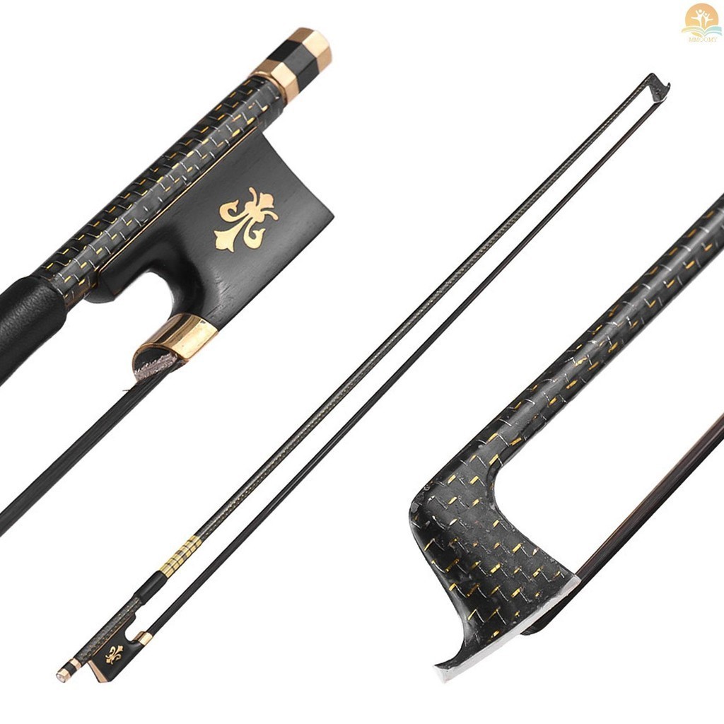 4/4 Violin Fiddle Bow Well Balanced Golden Braided Carbon Fiber Round ...