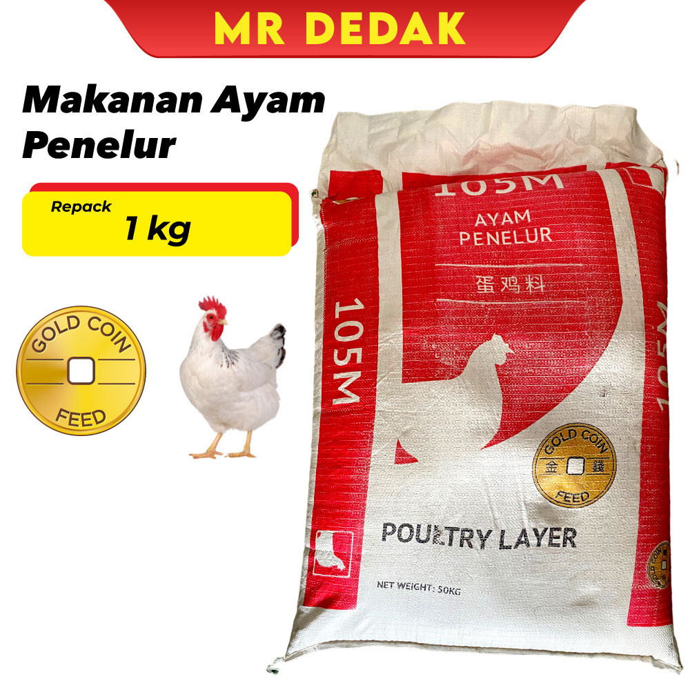 [1KG] [105M] [REPACK] Dedak Penelur Telur Premium Gold Coin Makanan ...