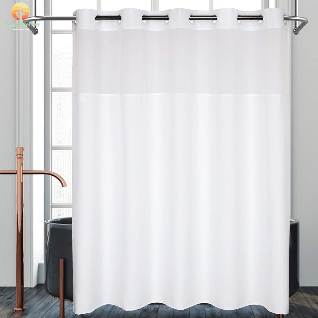 Hook Free Shower Curtain Waterproof Bathroom Curtains with Snapin Liner Washable Bath Curtains