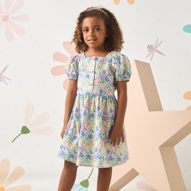Max Fashion All Over Floral Print Cotton Dress