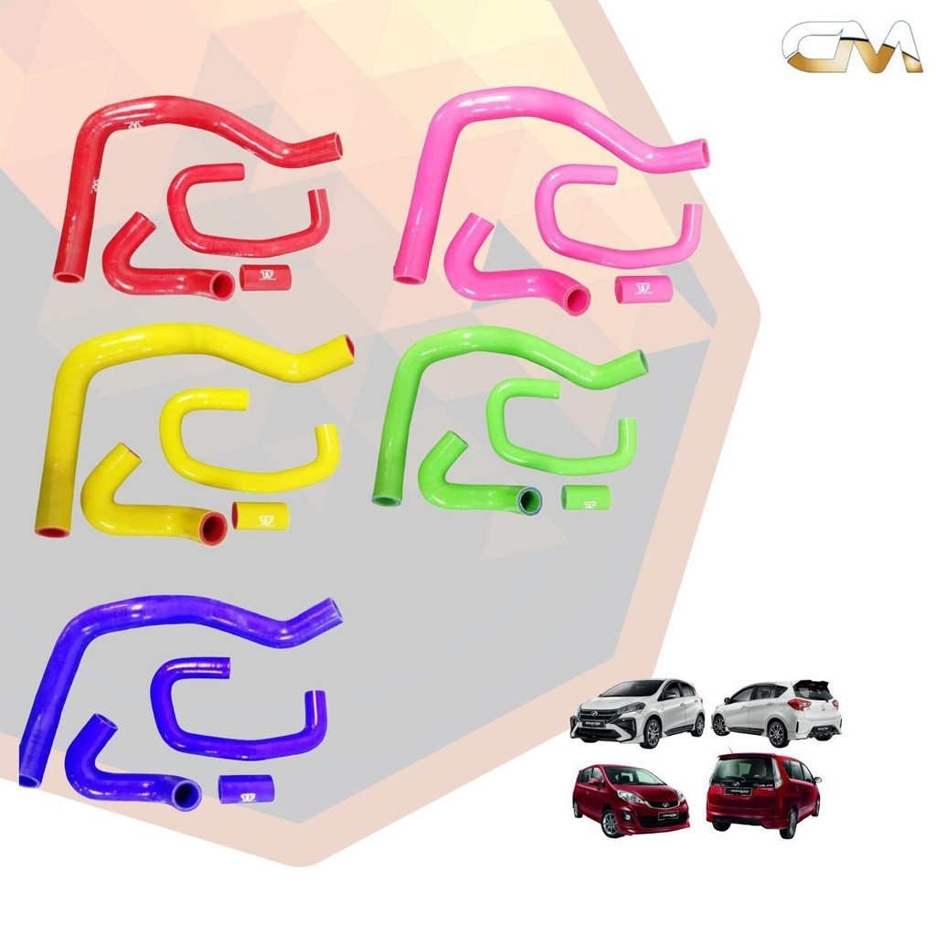 SILICONE 5LAYER RADIATOR HOSE FULL SET ORIGINAL TF THAILAND - PERODUA ...