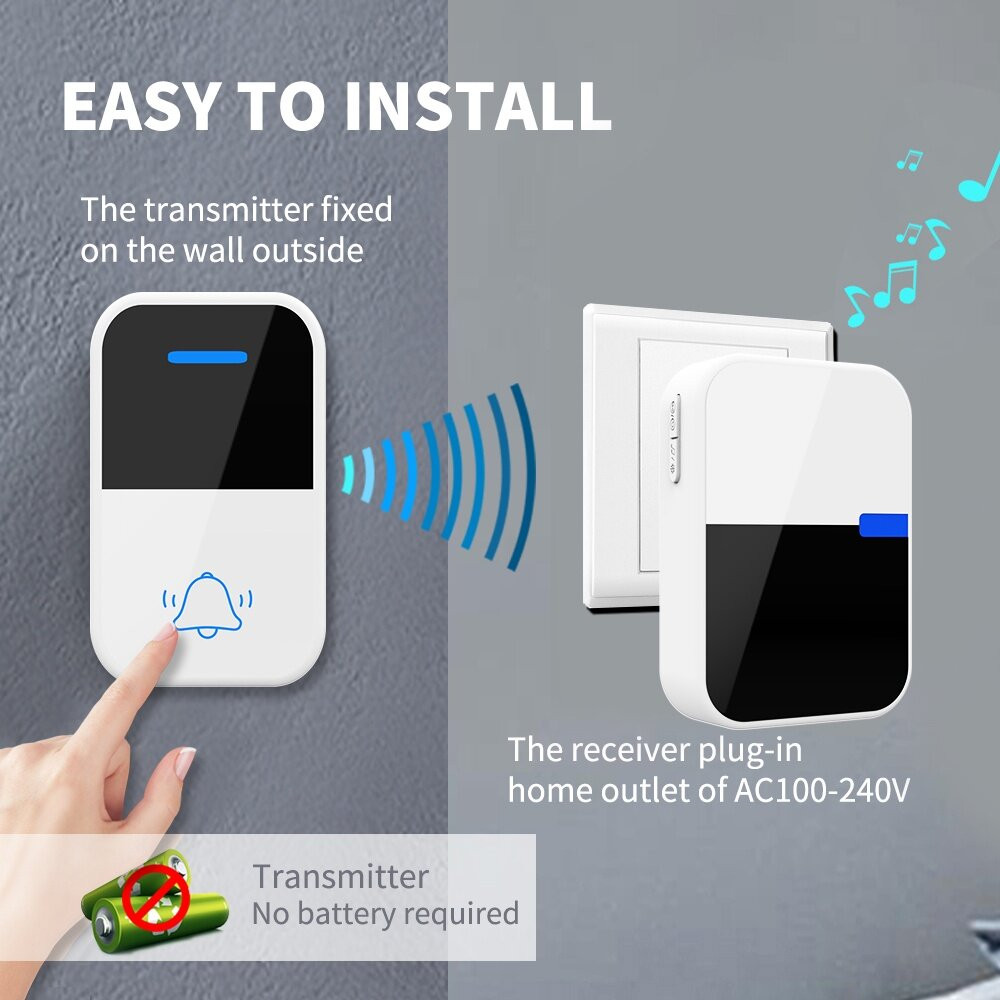 Outdoor Wireless Doorbell Waterproof Push Button No Baterry Required ...