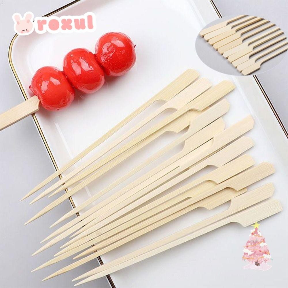 ROXUL 100Pcs Wood Barbecue Skewers, Bamboo Barbecue Tools Disposable ...