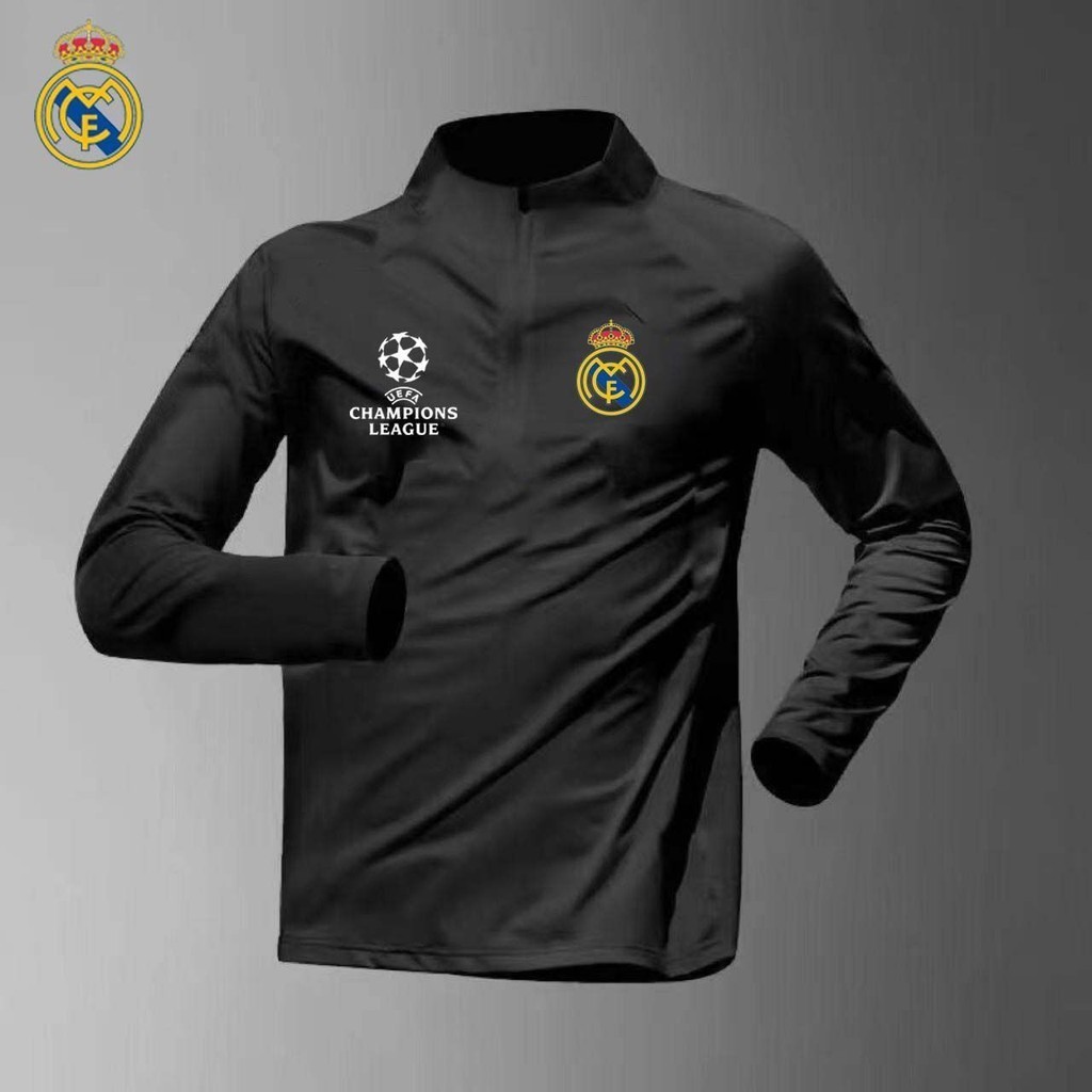 Champions League Long Sleeve Jersey Real Madrid Barcelona Football Training  Suit Men's Quick Dry Breathable Sports Jacket Soccer Sportswear