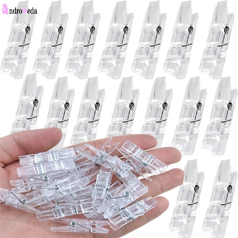 50Pcs Transparent Spring Hanging Clips High-quality Plastic Durable ...