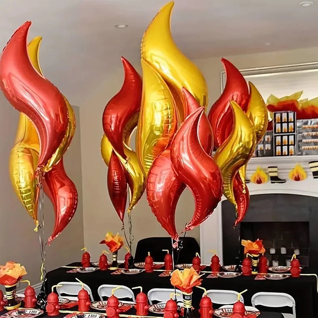 10pcs Flame Balloons 18inch S Shape Fire Balloon Fireman Sam Themed ...