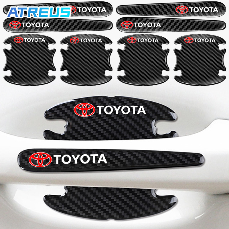 4/8Pcs Toyota Car Door Handle Protector Carbon Fiber Texture Car Door ...