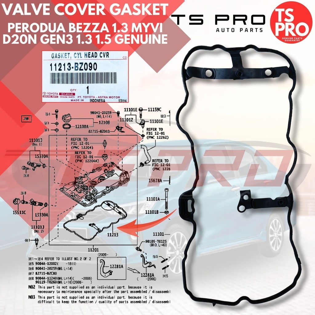 Perodua Bezza 1.3 Myvi D20N Gen3 1.3 1.5 Genuine Valve Cover Gasket ...