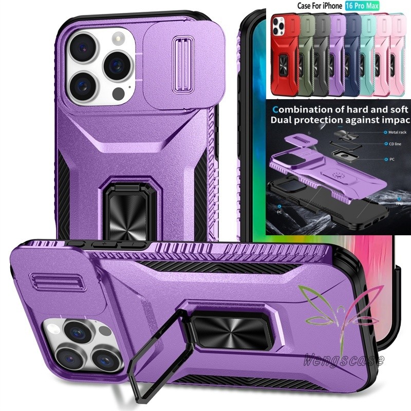Armor Grade Metal Ring Bracket Casing Case for IPhone 16 15 14 13 12 11 ...