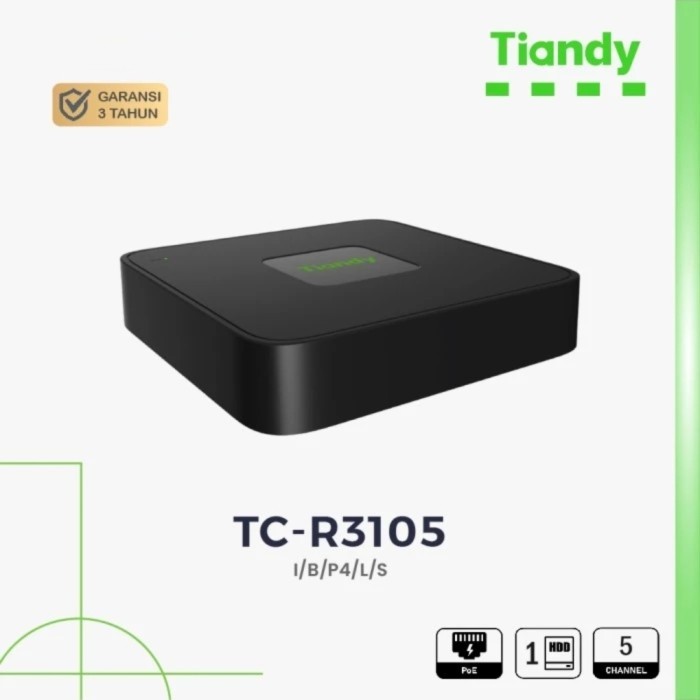 Nvr Tiandy TC-R3105 5CH Onvif POE Support up to 6MP Camera IP | Shopee ...