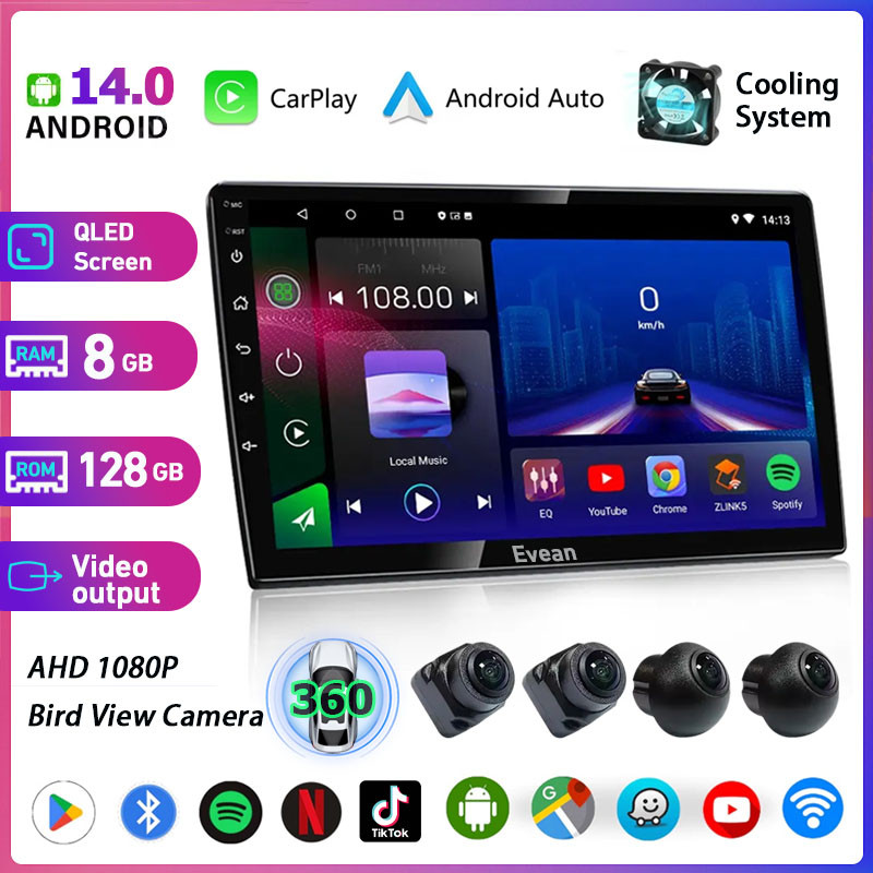 (Cooling System) 8G RAM+128G 8Core Android Car Player with 360 Camera ...