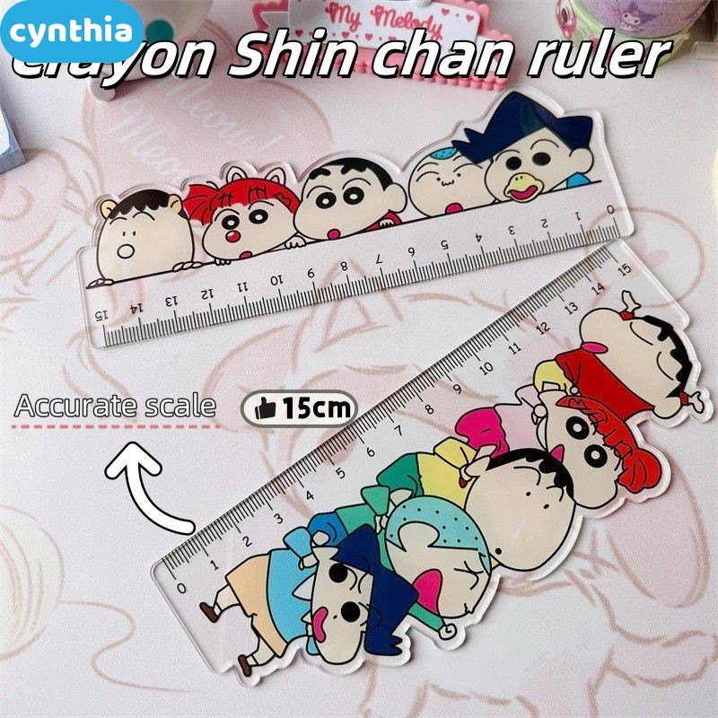 Cute Cartoon Ruler 15cm Crayon Shin Chan Design Creative Students Ruler ...