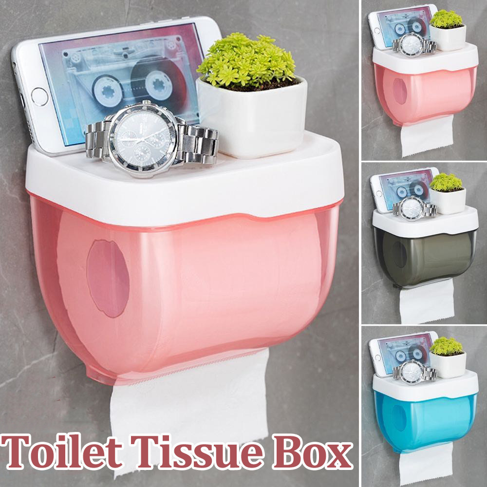 Toilet Tissue Box Wall Mount Mobile Phone Rack Waterproof Paper Towel ...