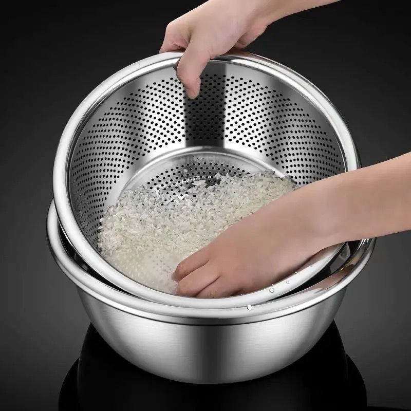 304 Stainless Steel Vegetable Washing Basin Draining Basin Fruit Rice ...