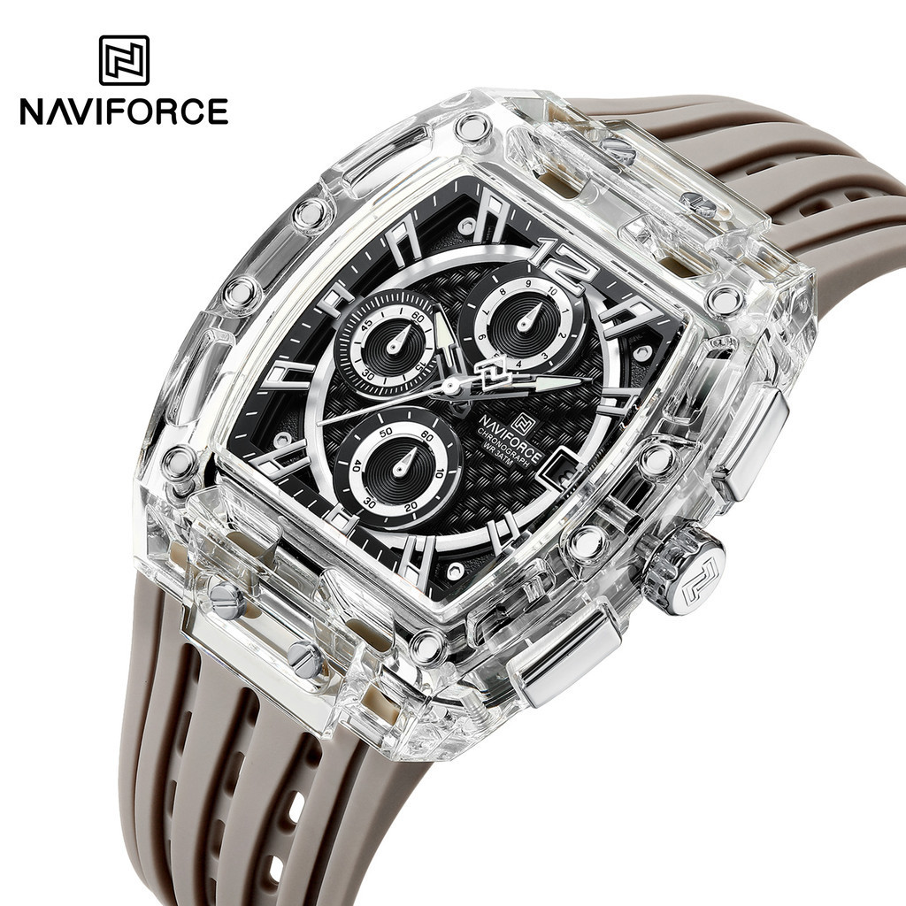 NAVIFORCE New Design Transparent Tonneau Watch Men Quartz Man Watches ...