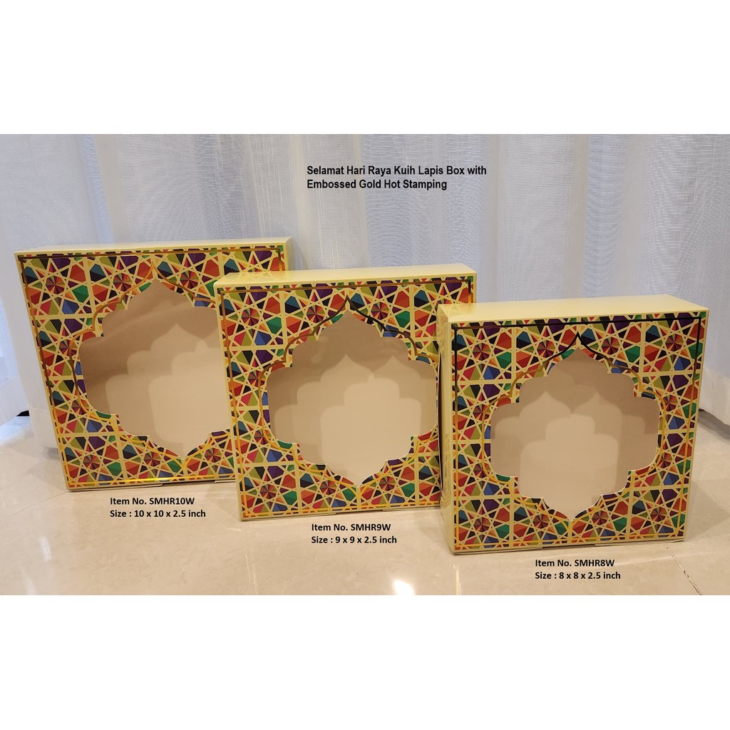 SMHRW8/9/10 Window Hari Raya Talam/Kuih Lapis Box With Embossed Gold ...