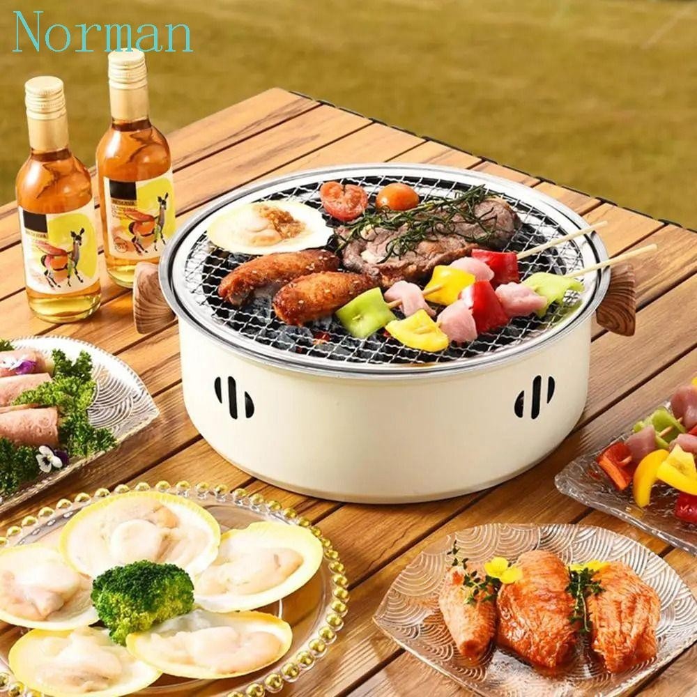 Wooden Seat Korean Style Grill Pan Grill Household Smokeless