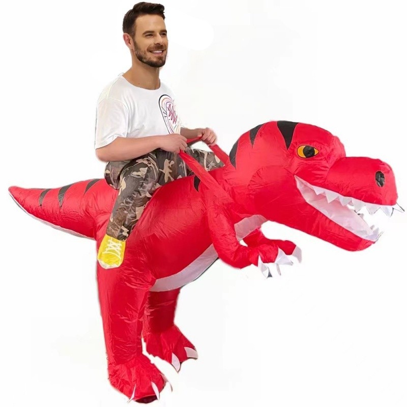 Cycling Red Tyrannosaurus Inflatable Costume, Halloween Dinosaur Riding ...