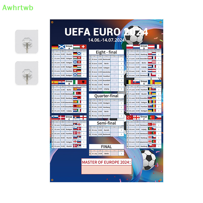 Awhrtwb 2024 Euro Soccer Wall Chart Schedule Poster Germany Euro Soccer ...