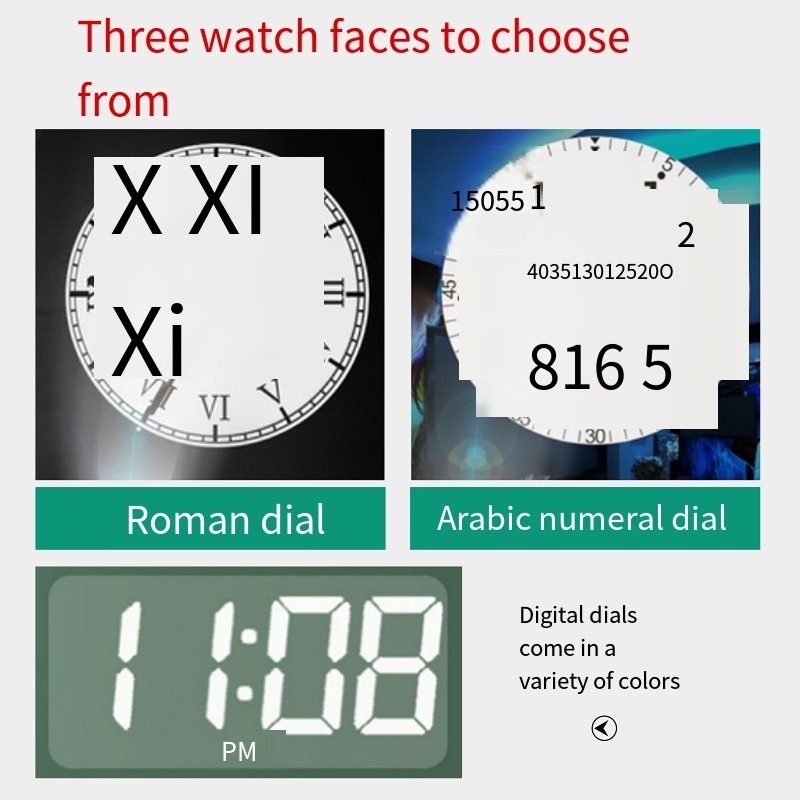 LED Projection Clock 180 Degree Rotating Remote Control Clock Silent ...