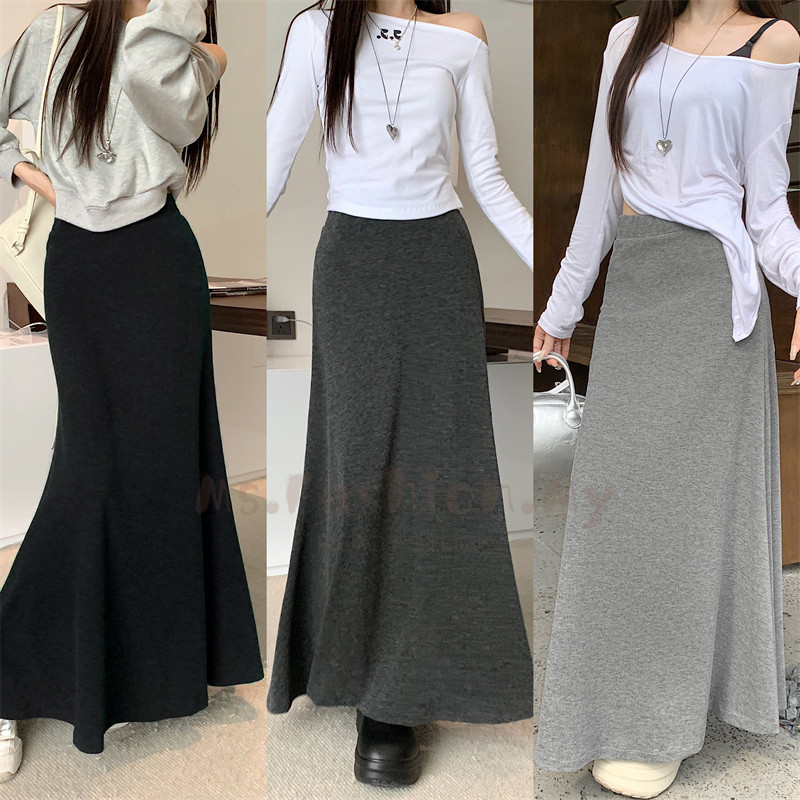 🌸READY STOCK🌸 Korean Mid-length Casual Skirt A-line Half-body Skirt ...