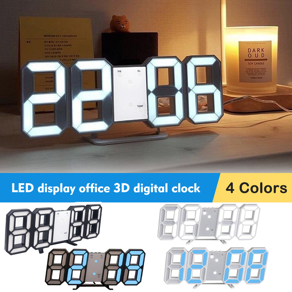 3D LED Digital Clock Luminous Fashion Wall Clock Multifunctional USB ...