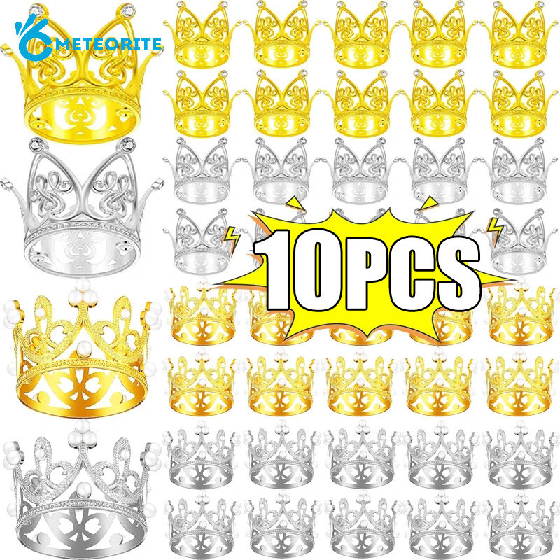 Tiny Baby Small Rhinestone Tiara Crown Gold Mini Crown Cake Topper ...