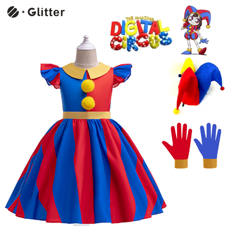 🇲🇾The Amazing Digital Circus Pomni Costume For Kids Girl Blue Red ...