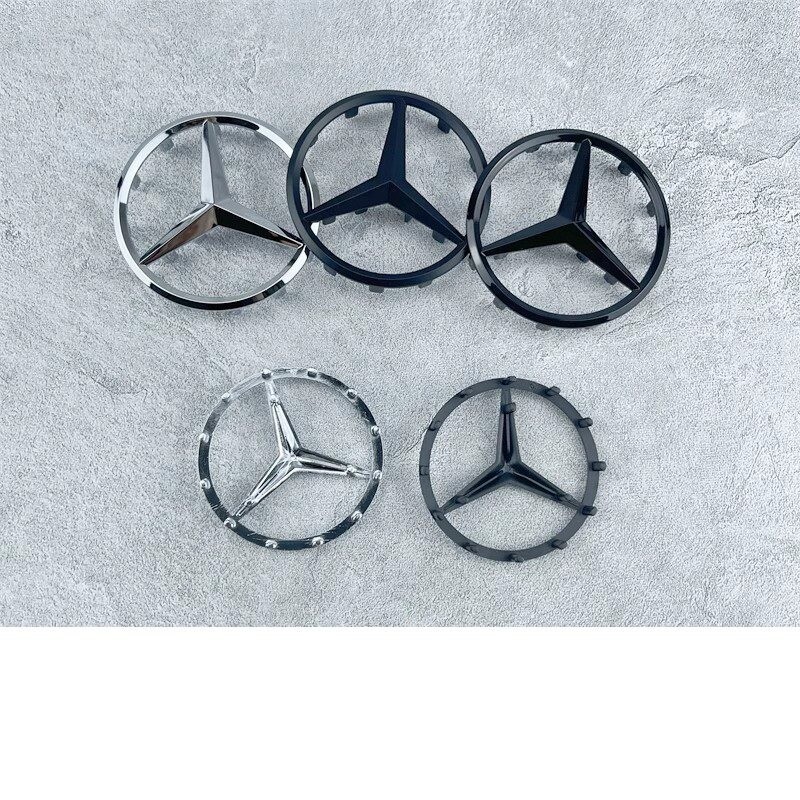 3D ABS Mercedes Steering Wheel Center Emblem Sticker - 52mm/57mm, Custom Fit, Chrome Look