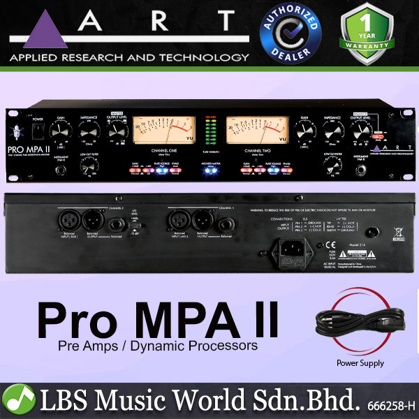 ART Pro MPA II 2 Channel Tube Microphone Preamp Dynamic Processors