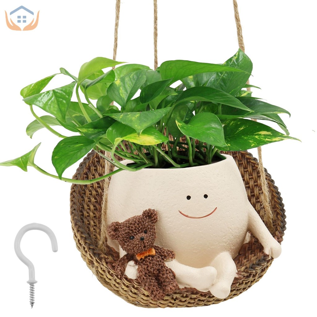 Swing Face Pot Decorative Face Hanging Pots Cute Swinging Pot Hanger ...