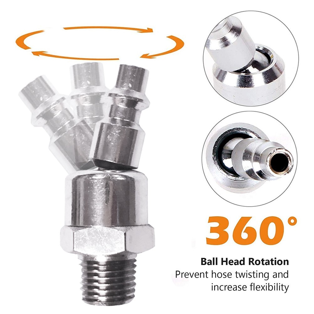 2 Pcs Industrial Air Connector 1/4 NPT Quick Joint with Full Rotation ...