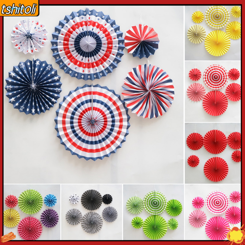 {tshitoli} Colorful Paper Fans Event Decorations 6pcs Fall Autumn Party ...