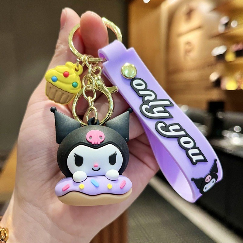 Keychain Kitty Melody Keroppi Badtz Pom Purin Cinnamoroll Kuromi Key ...