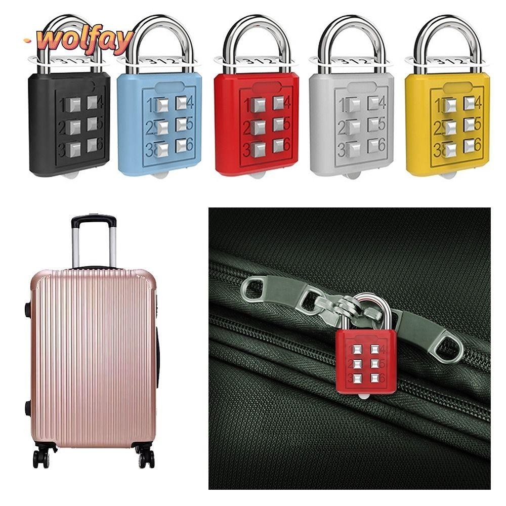 WOLFAY 6 Digit Button Password Lock Portable Combination Lock Security ...