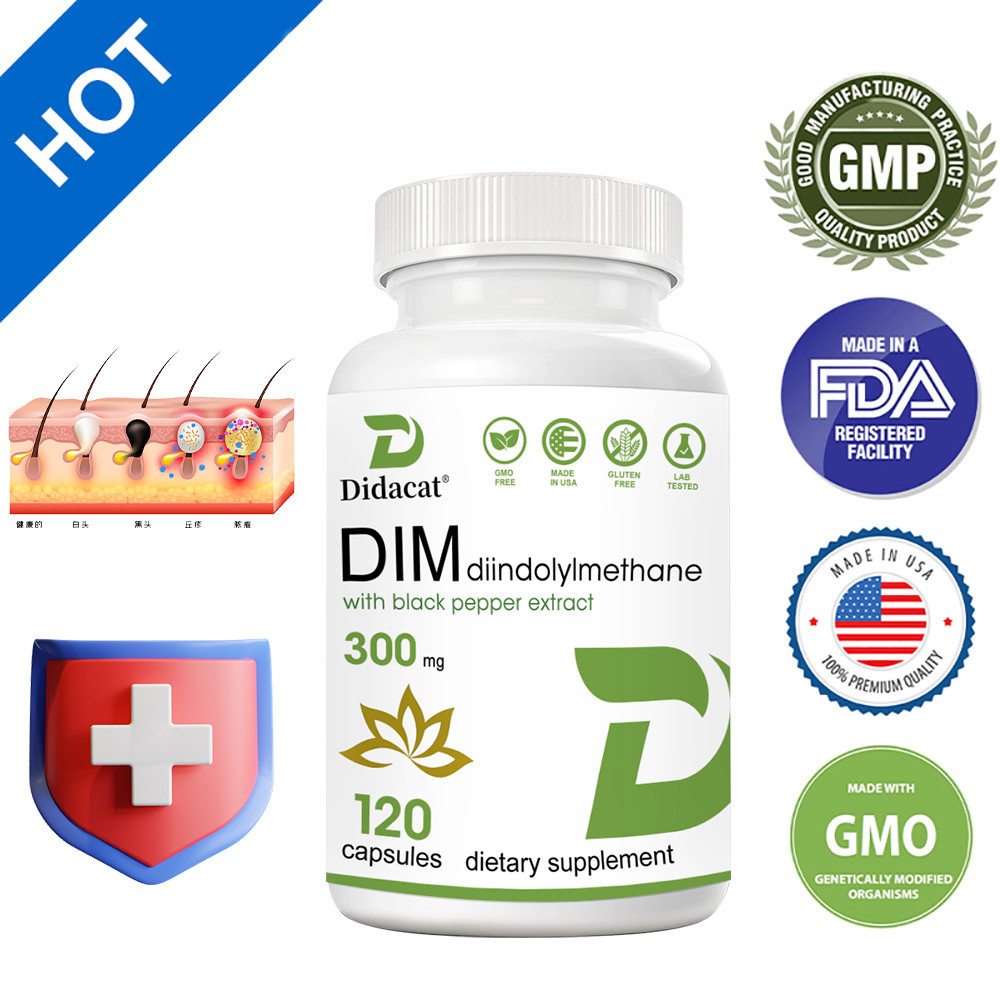 DIM Supplement 300 mg, 120 Vegetarian Capsules, 2-1 Formula, DIM ...