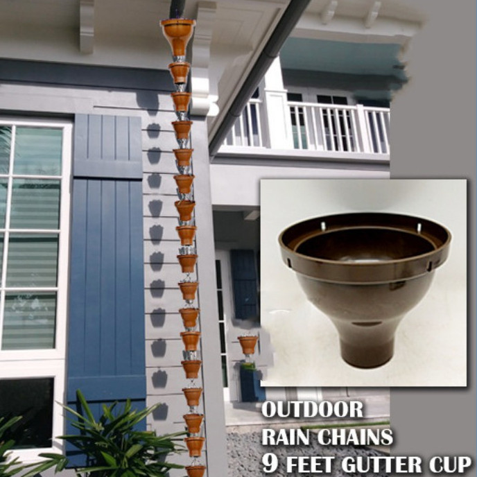 9 FEET GUTTER CUP RAIN CHAIN / GARDEN & HOME DECORATION | Shopee Malaysia