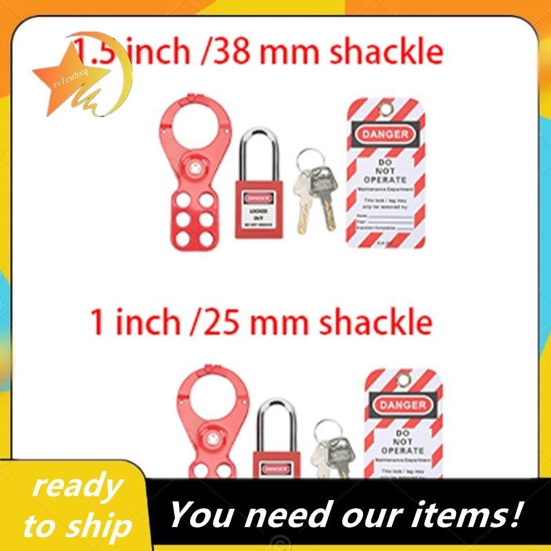 [7Hi] Padlocks Hasps Set, Lockout Tagout Kit 6 Hole Design Security