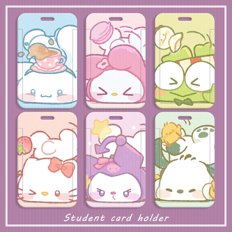 Sanrio Cute Student Slide Card Holder Food Card Bus Card ID Protective ...