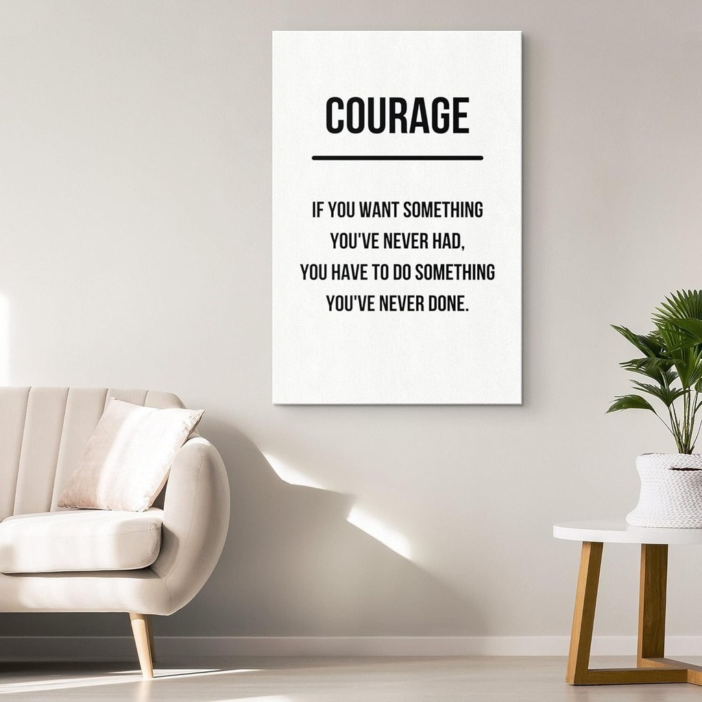 Courage Motivational Quote Canvas Home Decor Inspirational Wall Art Gym ...