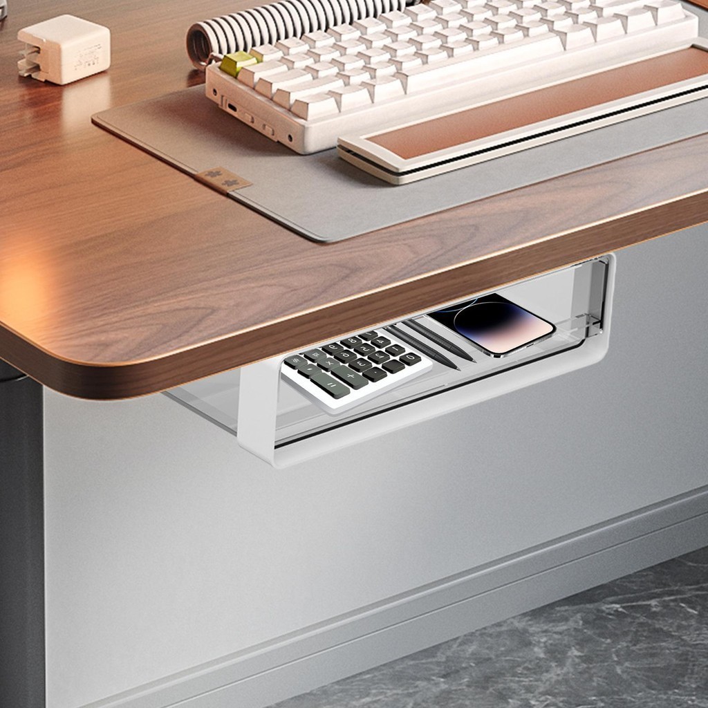 Under Shelf Drawer Pull Out Self-Adhesive Desktop Organizer Clear Easy ...